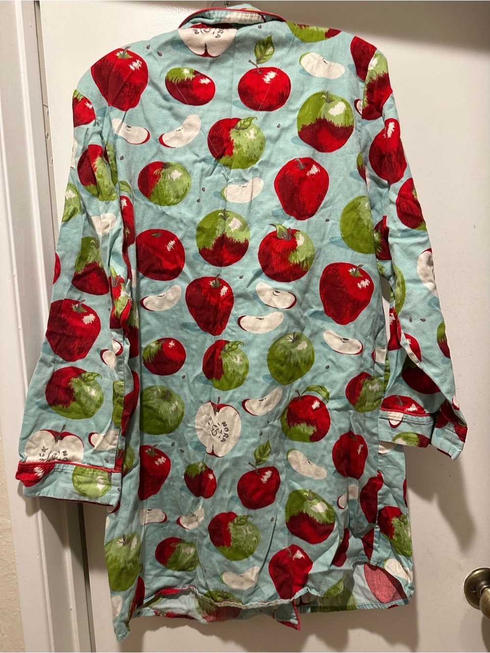 Nick & Nora Red & Green Apples Pajama Dress Size Large - Picture 2 of 3